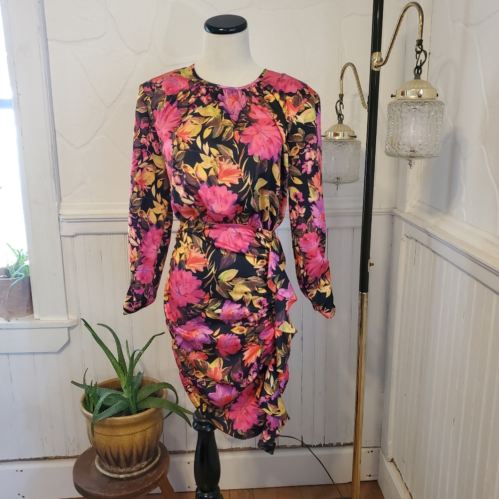 NWT For Love & Lemons Dakota long sleeve Mini Dress Small Open Back FLL